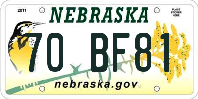 NE license plate 70BF81