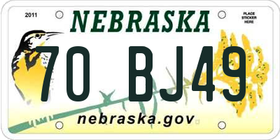 NE license plate 70BJ49