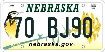 NE license plate 70BJ90