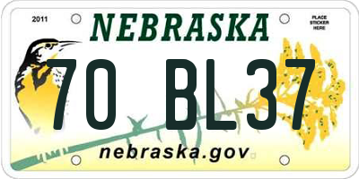 NE license plate 70BL37