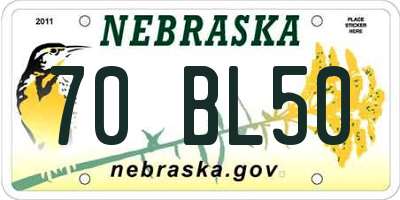NE license plate 70BL50