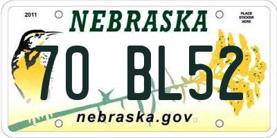 NE license plate 70BL52