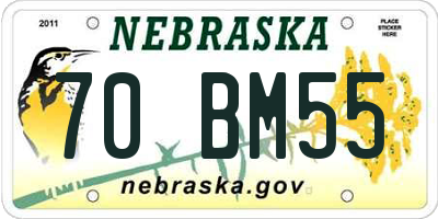 NE license plate 70BM55