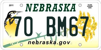 NE license plate 70BM67