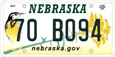NE license plate 70BO94