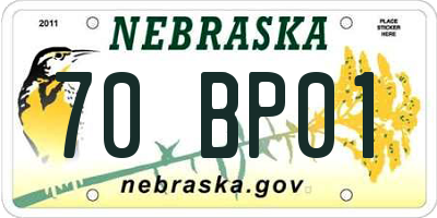NE license plate 70BP01