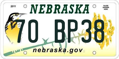 NE license plate 70BP38