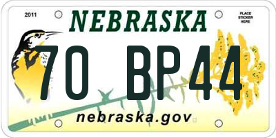 NE license plate 70BP44