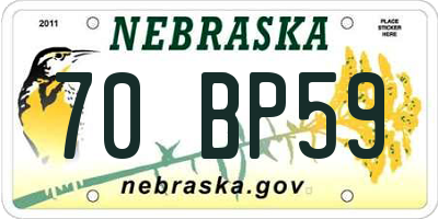 NE license plate 70BP59