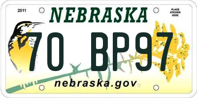 NE license plate 70BP97