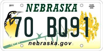 NE license plate 70BQ91
