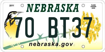 NE license plate 70BT37