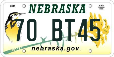 NE license plate 70BT45