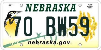 NE license plate 70BW59