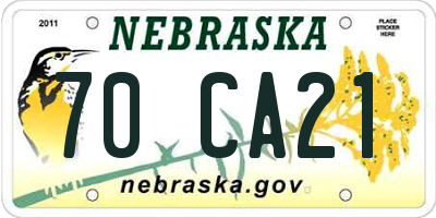 NE license plate 70CA21