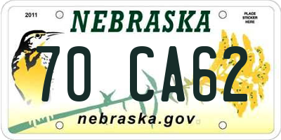 NE license plate 70CA62