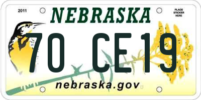 NE license plate 70CE19