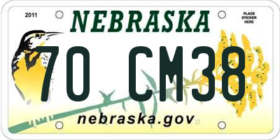 NE license plate 70CM38