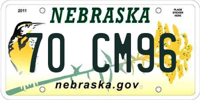 NE license plate 70CM96