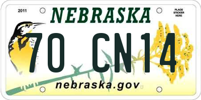 NE license plate 70CN14