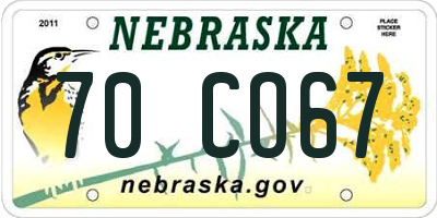 NE license plate 70CO67