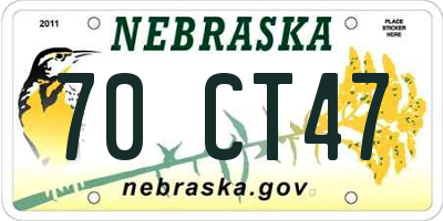 NE license plate 70CT47