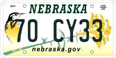 NE license plate 70CY33