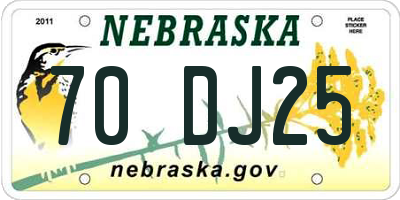 NE license plate 70DJ25