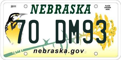 NE license plate 70DM93