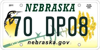 NE license plate 70DP08