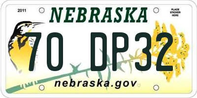 NE license plate 70DP32