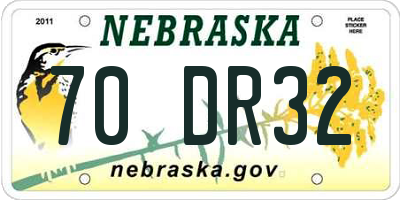 NE license plate 70DR32