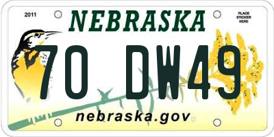 NE license plate 70DW49