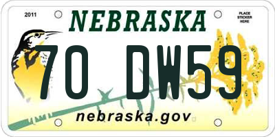 NE license plate 70DW59