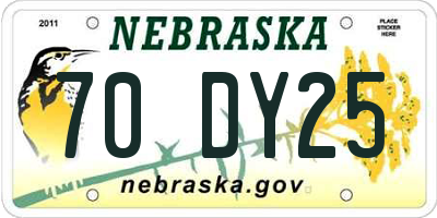 NE license plate 70DY25