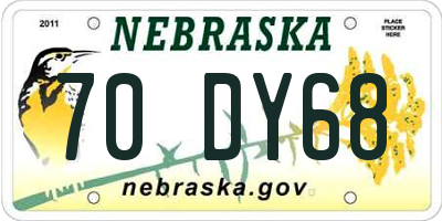 NE license plate 70DY68