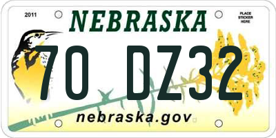 NE license plate 70DZ32