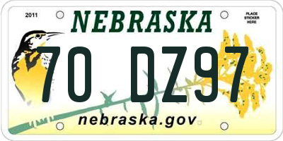 NE license plate 70DZ97