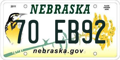 NE license plate 70EB92