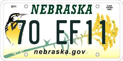 NE license plate 70EF11