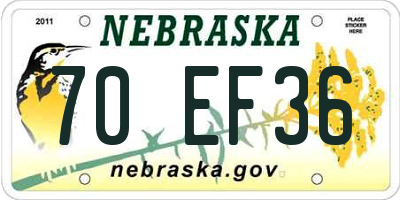 NE license plate 70EF36