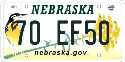 NE license plate 70EF50