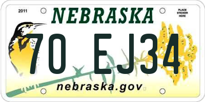 NE license plate 70EJ34
