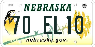 NE license plate 70EL10