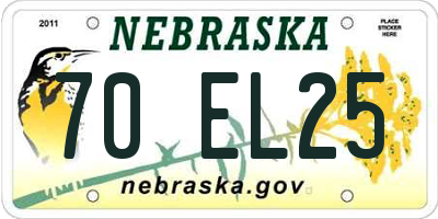 NE license plate 70EL25