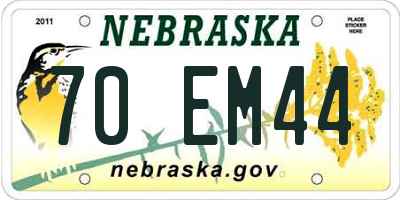 NE license plate 70EM44
