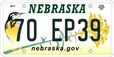 NE license plate 70EP39
