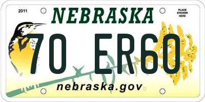 NE license plate 70ER60