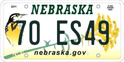 NE license plate 70ES49