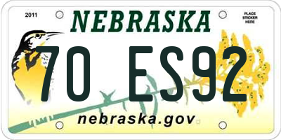 NE license plate 70ES92